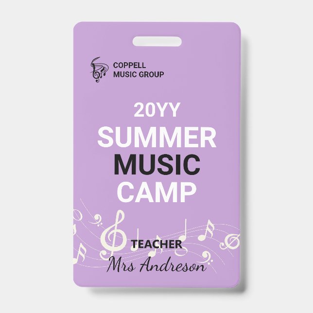 Badge Carte d'identité de l'enseignant du camp de musiqu (Avant)