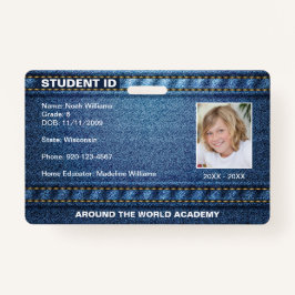 Badge Carte d'identité de l'étudiant Denim Jean