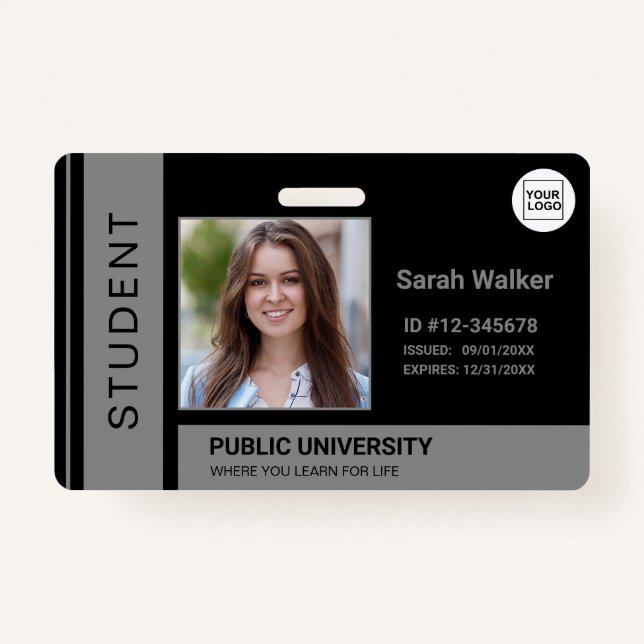 Badge Carte d'identité de l'étudiant gris de l'universit (Devant)