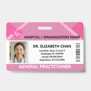 Badge Carte d'identité de l'hôpital rose Médecin Infirmi