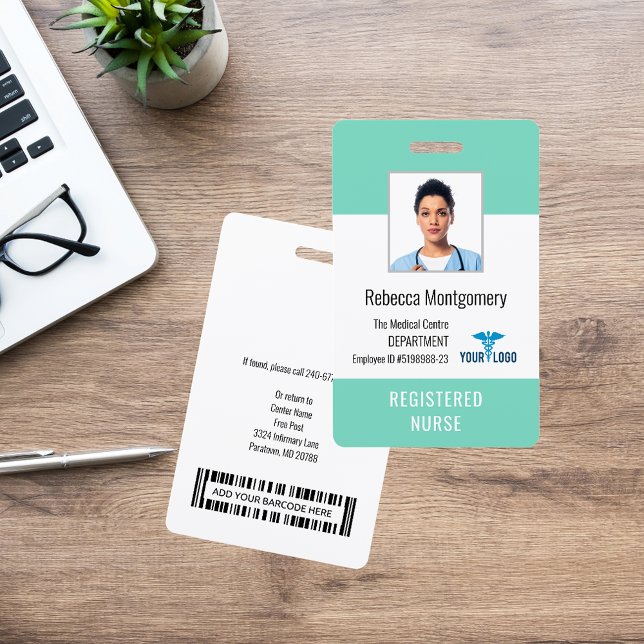 Badge Carte d'identité de l'infirmière de l'employé du c (Medical Center Employee Nurse Photo ID Badge)