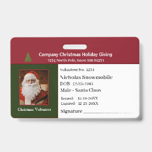 Badge Carte d'identité de Noël personnalisée pour employ
