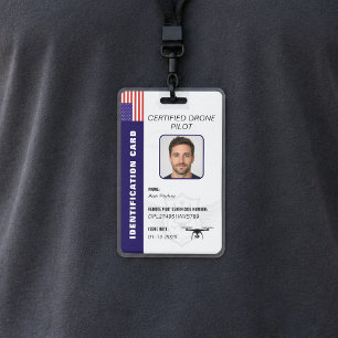 Badge Carte d'identité de pilote de drone avec photo