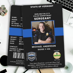 Badge Carte d'identité de police photo personnalisée