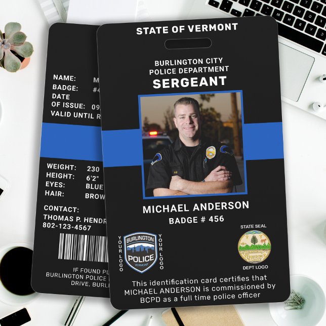 Badge Carte d'identité de police photo personnalisée (Créateur téléchargé)