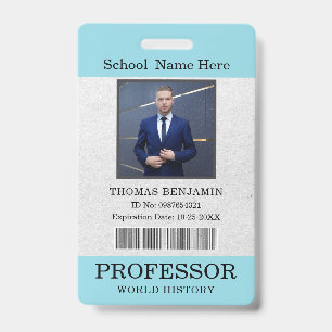 Badge Carte d'identité de professeur Nom École Modèle Ph