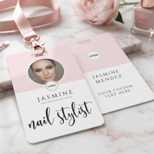 Badge Carte d'identité de styliste ongulaire Blush Rose 