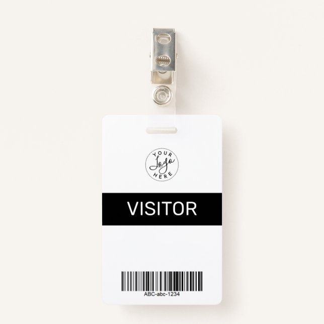 Badge Carte d'identité de visiteur simple et noire (Devant avec clip)