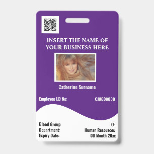 Badge Carte d'identité d'employé DIY vague blanche horiz