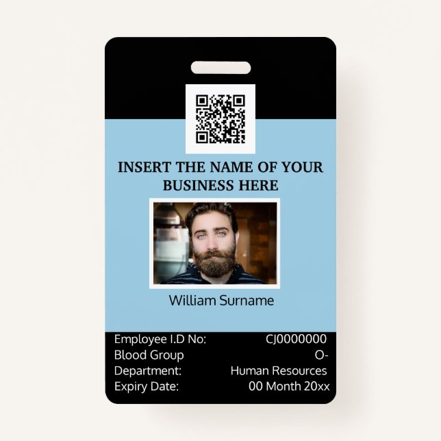 Badge Carte d'identité d'employé PERSONNALISÉ modèle dou (Devant)