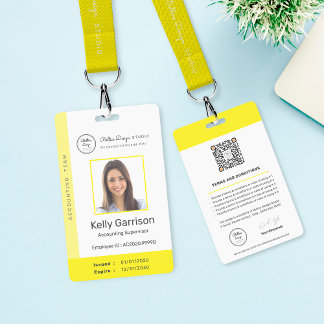 Badge Carte d'identité d'entreprise personnalisée avec c