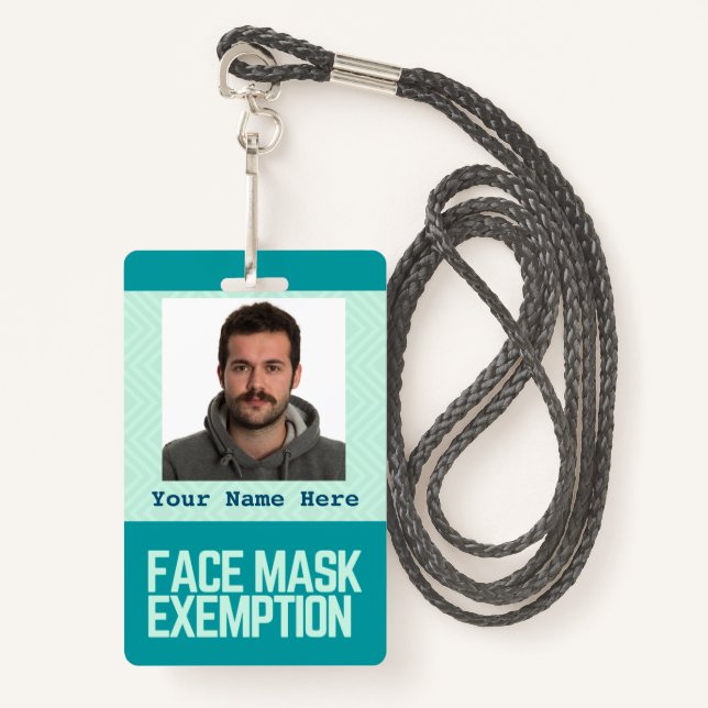 Badge Carte d'identité d'exemption de masque faciale (Devant avec lanière)