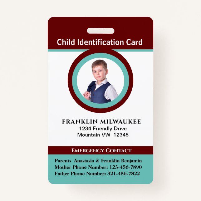 Badge Carte d'identité d'identité photo d'enfant garçon  (Devant)