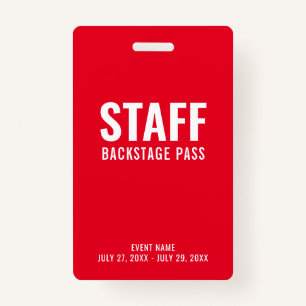 Badge Carte d'identité du personnel blanc rouge
