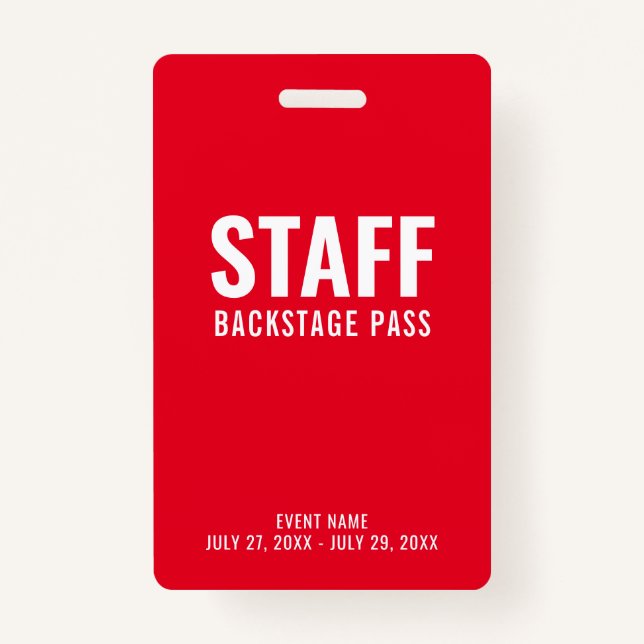Badge Carte d'identité du personnel blanc rouge (Devant)