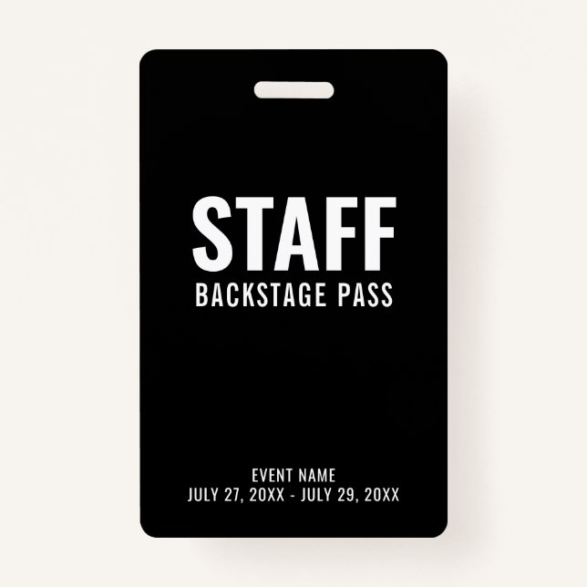 Badge Carte d'identité du personnel noir blanc (Devant)