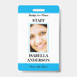 Badge Carte d'identité du personnel photo bleu blanc