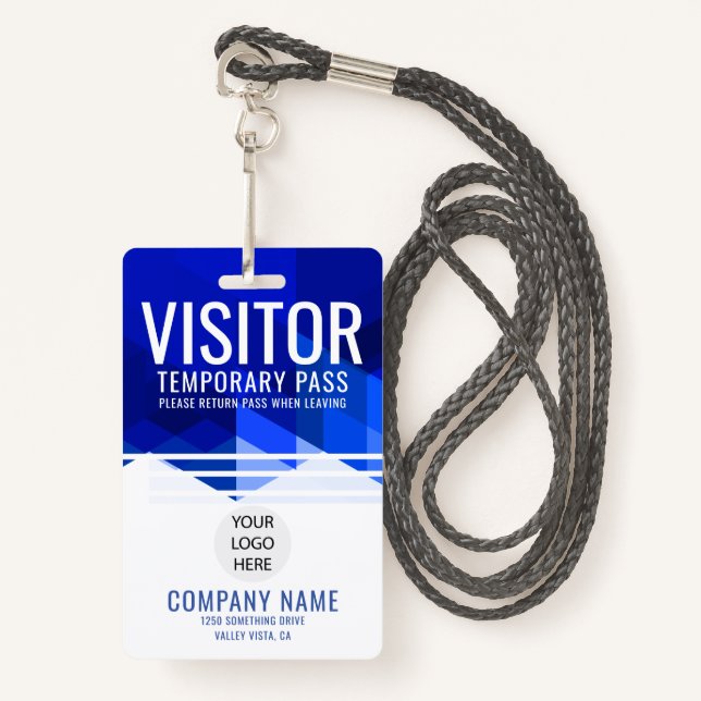 Badge Carte d'identité du visiteur du logo de la compagn (Devant avec lanière)