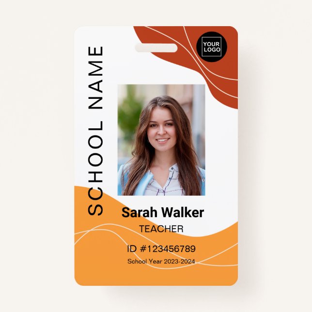 Badge Carte d'identité d'un employé ou d'un étudiant jau (Devant)
