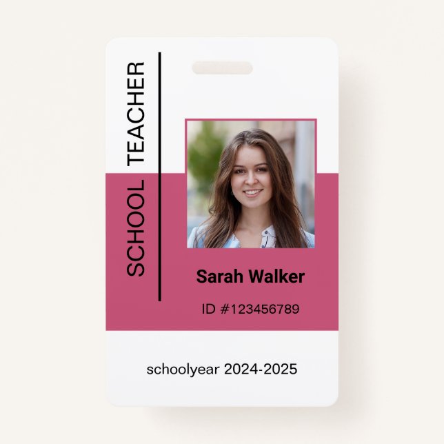 Badge Carte d'identité d'un employé ou d'un étudiant ros (Devant)