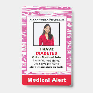 Badge Carte d'identité d'urgence d'alerte médicale Photo