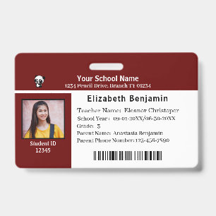 Badge Carte d'identité École pour enfants d'élèves