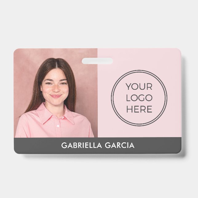 Badge Carte d'identité employé avec logo rose moderne (Avant)