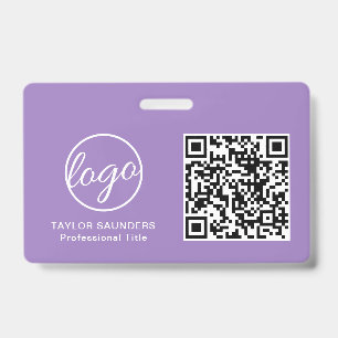 Badge Carte d'identité employé Code QR Lilas Simple