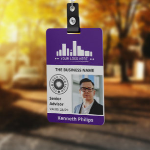 Badge Carte d'identité employé Photo Violette & 2 Logos