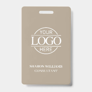 Badge Carte d'identité employé Taupe Beige avec logo d'e