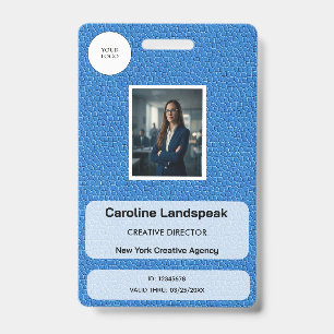 Badge Carte d'identité exécutive en cuir bleu clair avec