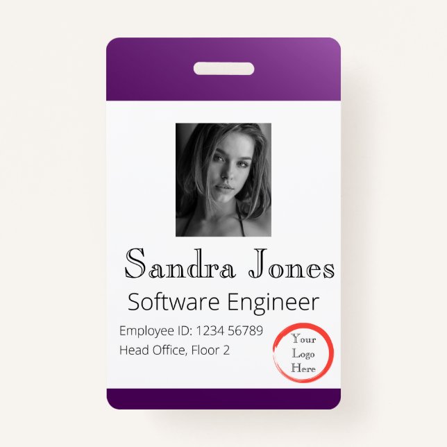 Badge Carte d'identité Fade Dark Purple (Vertical/Portra (Devant)