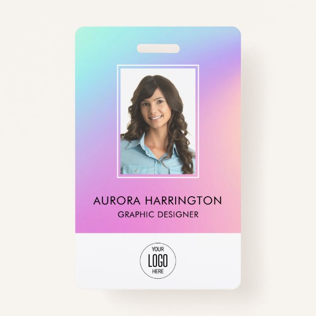 Badge Carte d'identité Holographe Logo photo d'employé m (Devant)