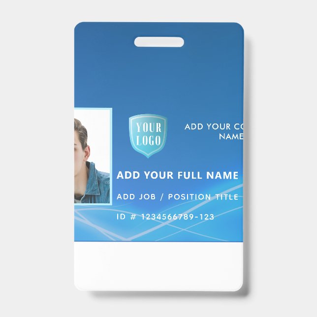 Badge Carte d'identité horizontale d'employé avec logo (Avant)