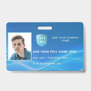 Badge Carte d'identité horizontale d'employé avec photo