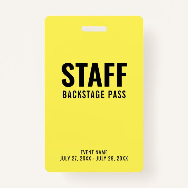 Badge Carte d'identité jaune du personnel (Devant)