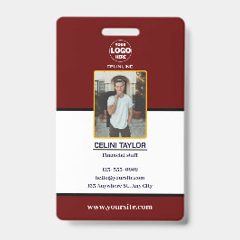 Badge Carte d'identité Marron Moderne avec Photo & Logo