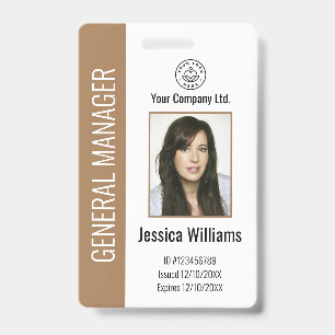 Badge Carte d'identité marron personnalisée pour employé