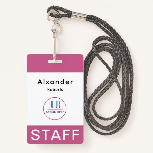 Badge Carte d'identité moderne | Employé commercial mini (Devant avec lanière)