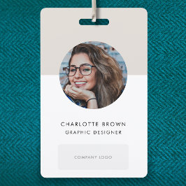 Badge Carte d'identité moderne | Logo de nom photo gris 