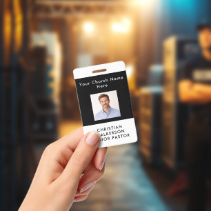 Badge Carte d'identité moderne personnalisée noire pour