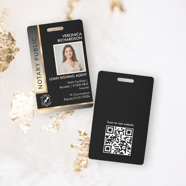 Badge Carte d'identité notariale avec code QR, noire et  (Créateur téléchargé)