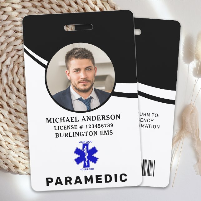 Badge Carte d'identité Paramedic Simple Logo Photo Profe (Créateur téléchargé)