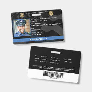 Badge Carte d'identité personnalisable d'agent de police
