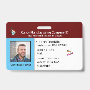 Badge Carte d'identité personnalisée avec photo de l'emp