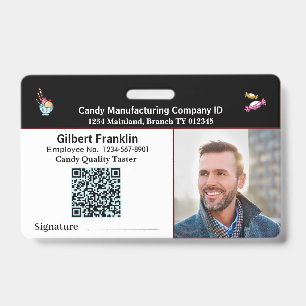 Badge Carte d'identité personnalisée avec photo et code