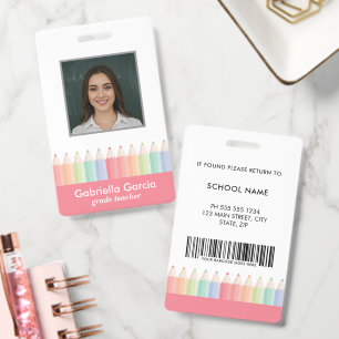 Badge Carte d'identité personnalisée colorée rouge avec