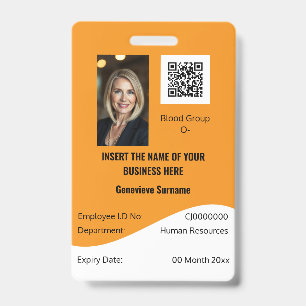 Badge Carte d'identité personnalisée CUSTOM orange blanc