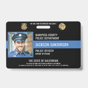 Badge Carte d'identité personnalisée d'agent de police