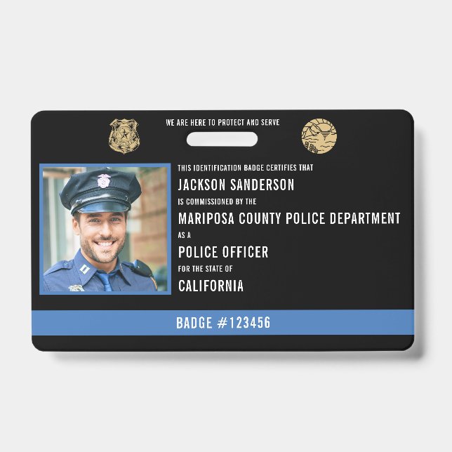 Badge Carte d'identité personnalisée d'agent de police d (Avant)